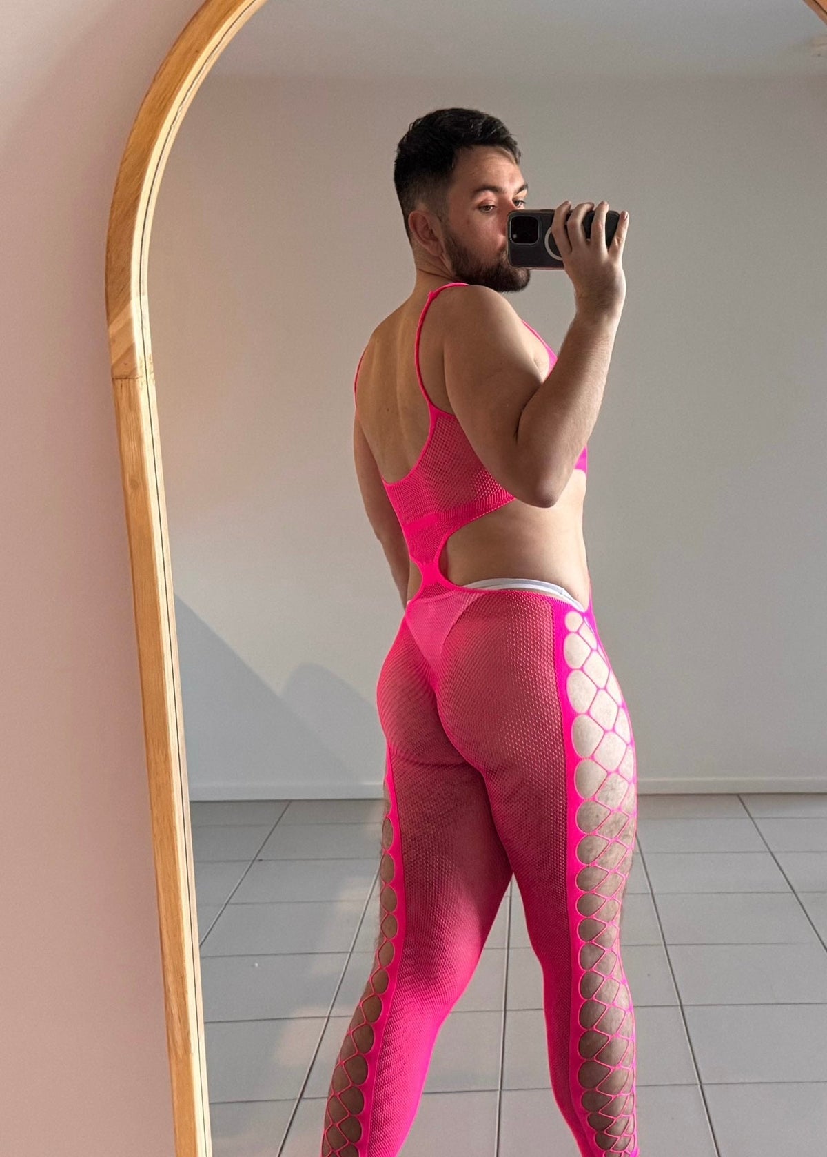 Hollow Fishnet Suspender Bodysuit product view