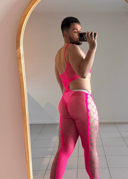 Hollow Fishnet Suspender Bodysuit product view