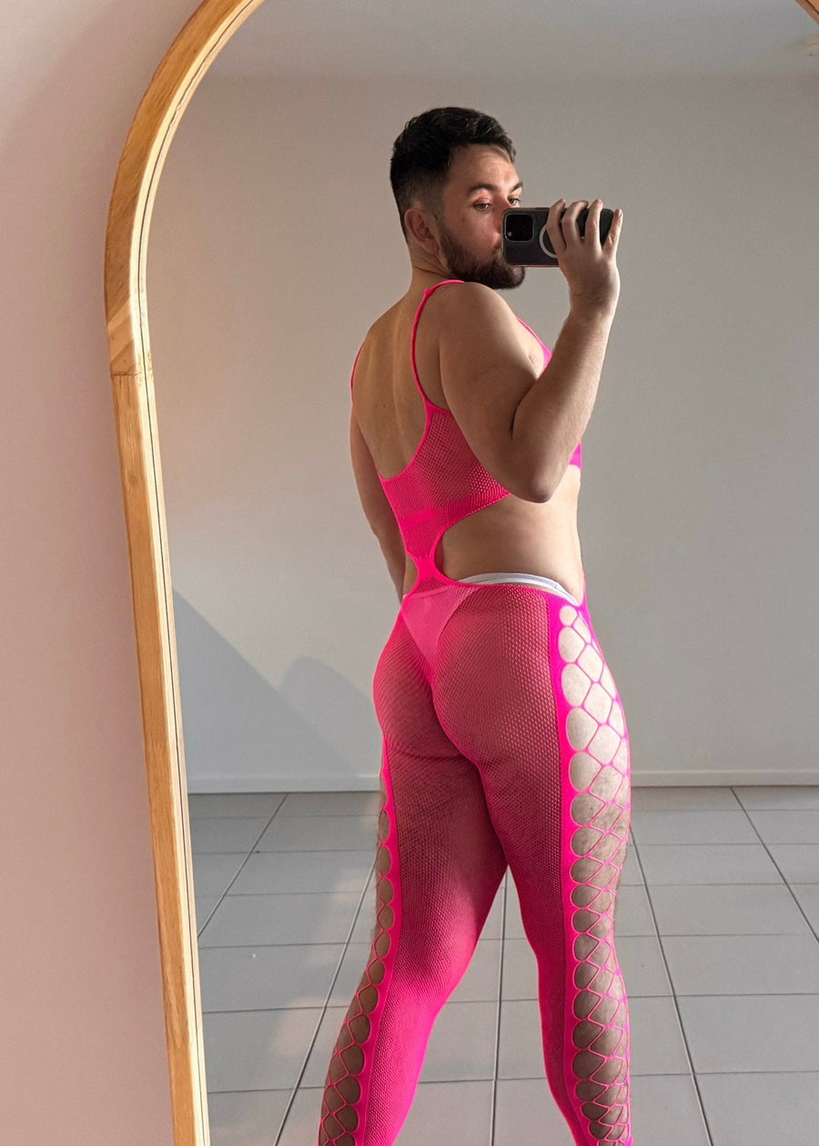 Hollow Fishnet Suspender Bodysuit product view