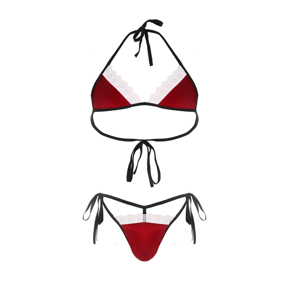 Red Lace Christmas Bikini Set product detail view 10