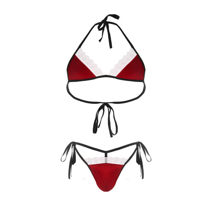 Red Lace Christmas Bikini Set product detail view 10