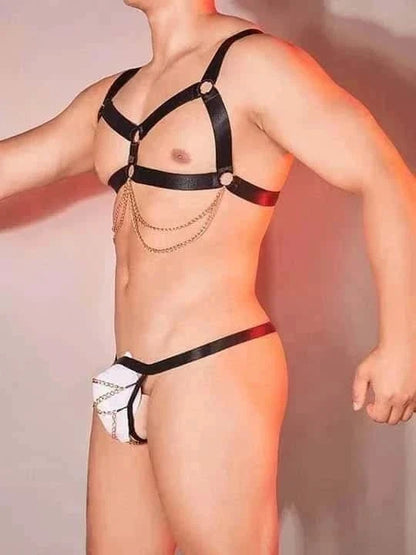 Metal Chain Chest Strap Thong Set product detail view 7