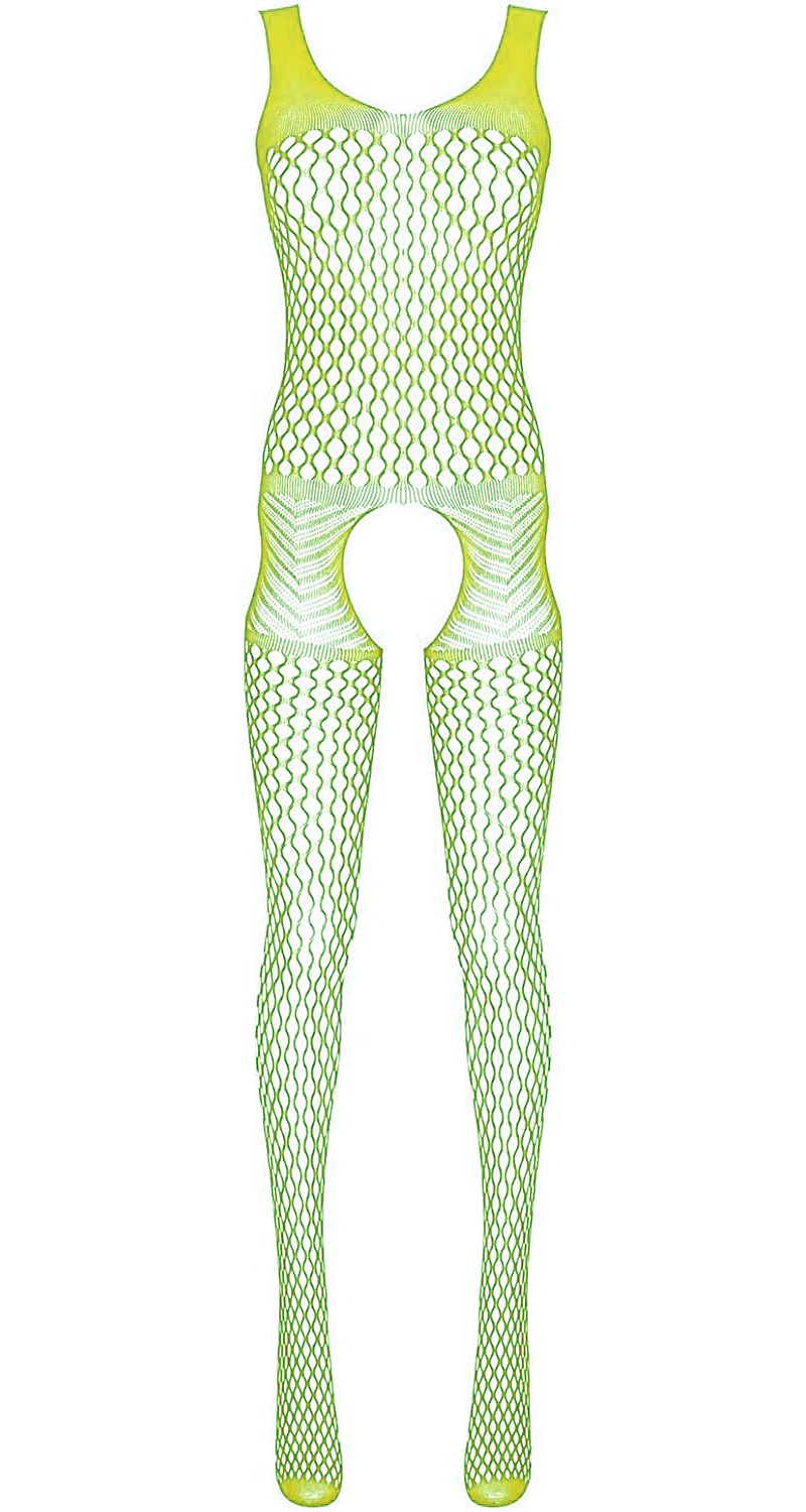 Open Crotch Fishnet Suspender Bodysuit