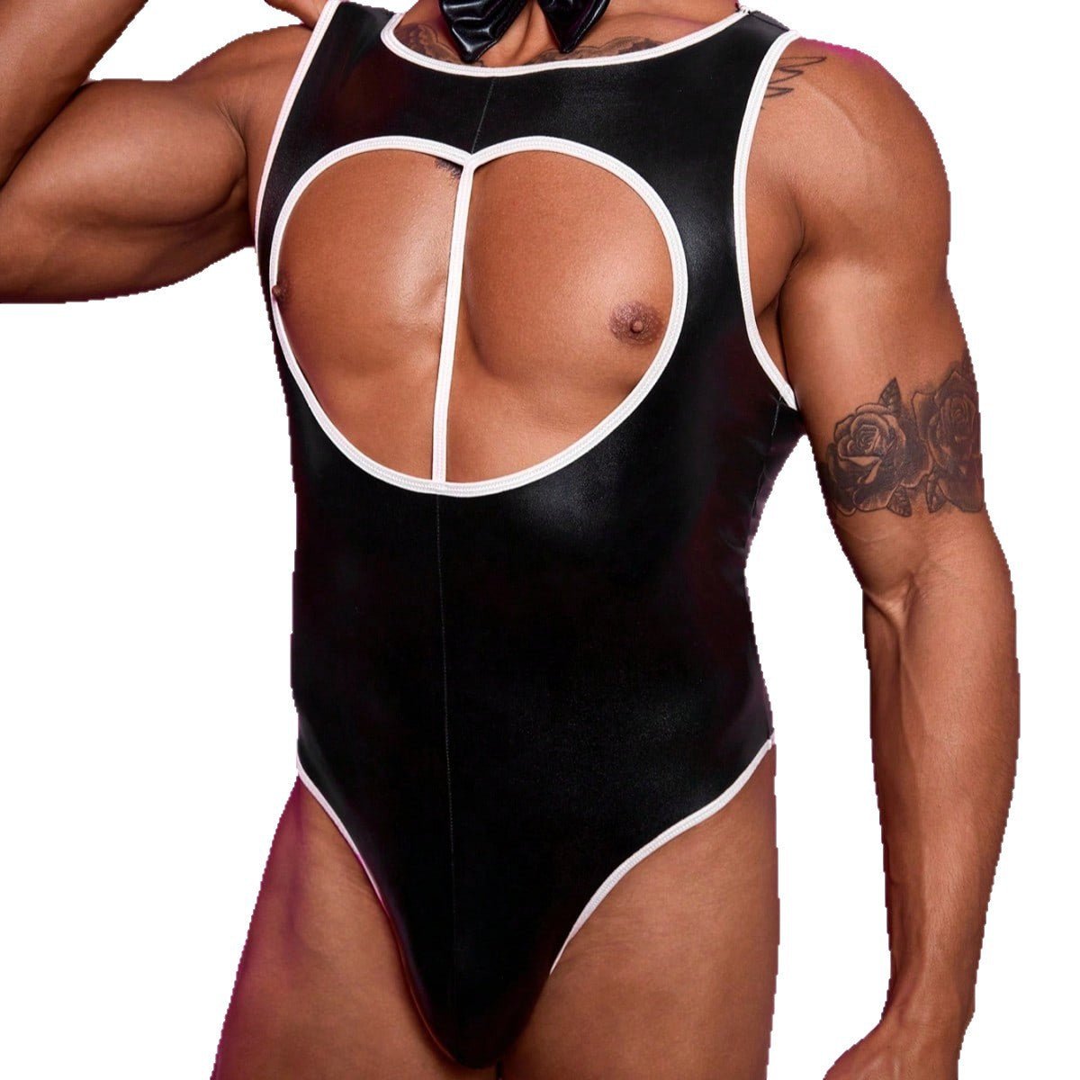 PU Leather Heart Bodysuit Servant Uniform Set alternate view 6