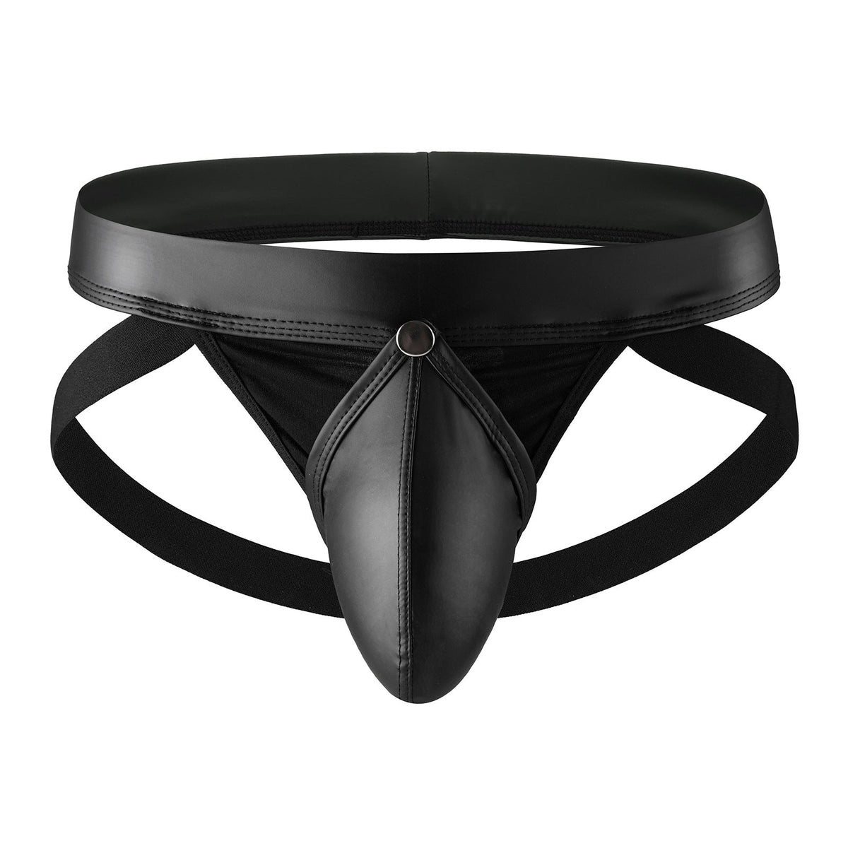 Detachable Pouch Faux Leather Jockstrap