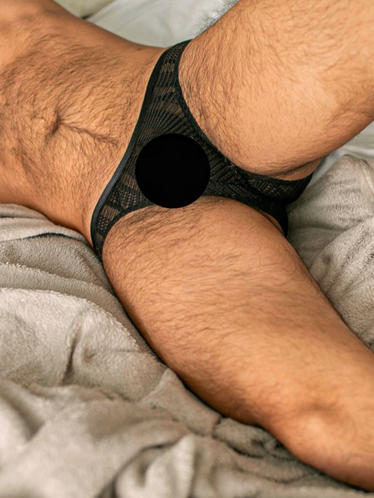 Sheer Black Mesh Low Rise Bikini Brief detail view
