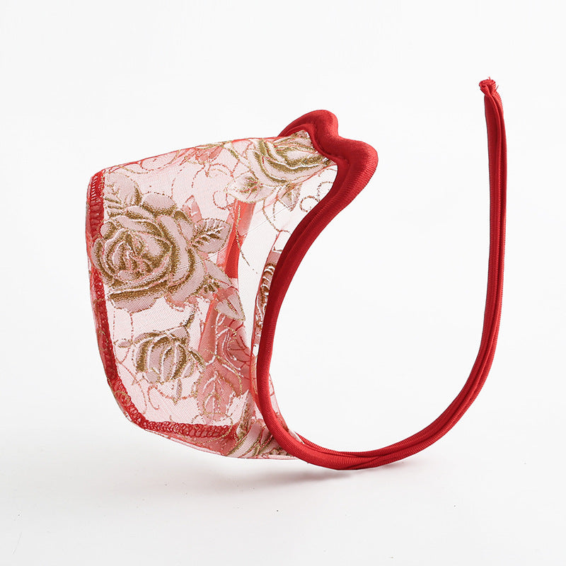 Red Rose Embroidered Sheer Lace C String product view