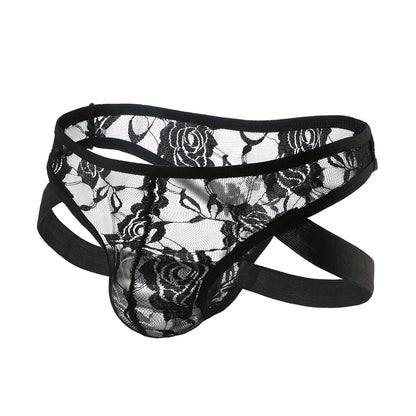 Floral Sheer Lace Low Rise Jockstrap