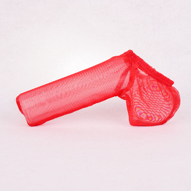 Red Sheer Mesh Elephant Trunk Cock Sock alternate view 6