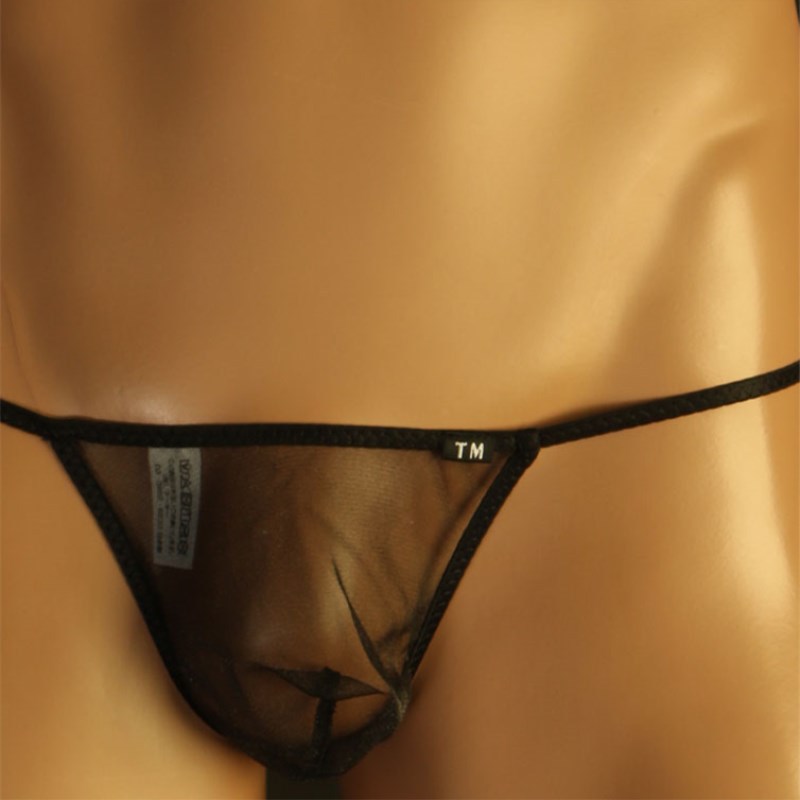 Black Sheer Mesh Airflow T String Thong front view