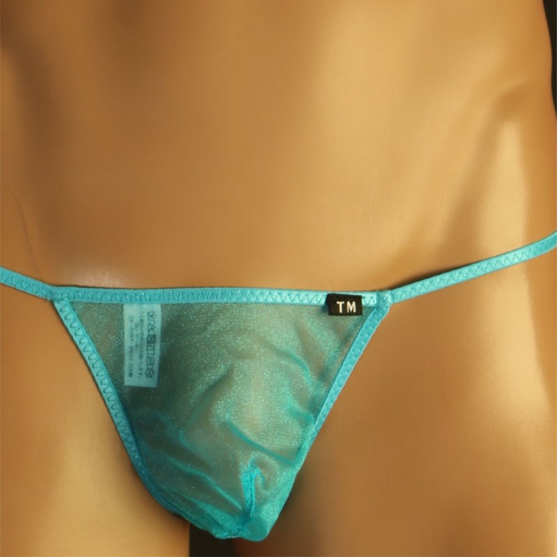 Blue Sheer Mesh Airflow T String Thong front view