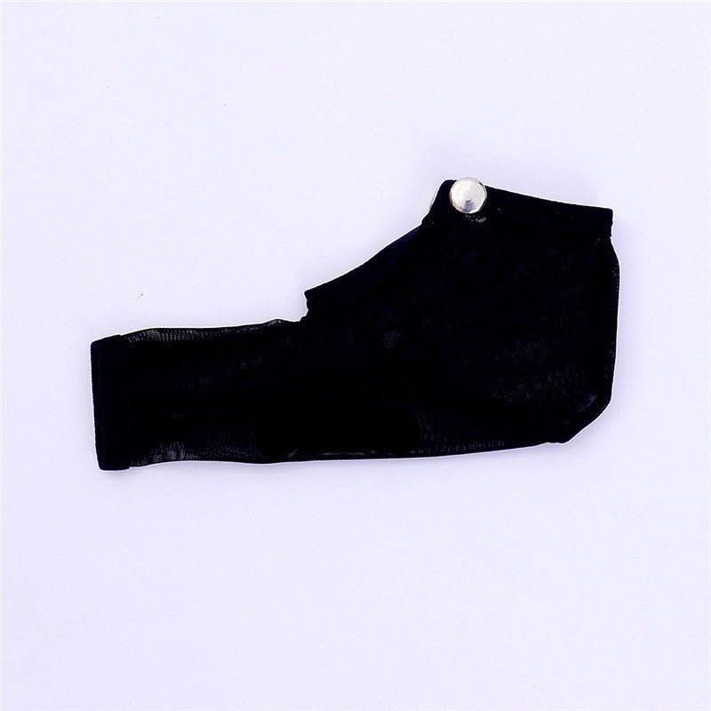 Black Sheer Mesh Snap Button Cock Sock detail view