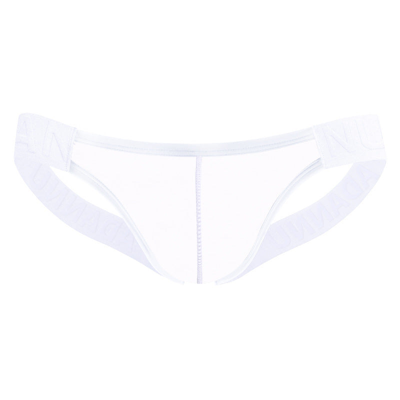 White Sheer Double Strap U Pouch Thong flat lay