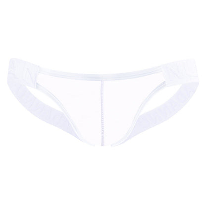 White Sheer Double Strap U Pouch Thong flat lay