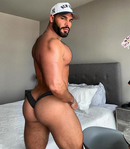 White Sheer Double Strap U Pouch Thong back view