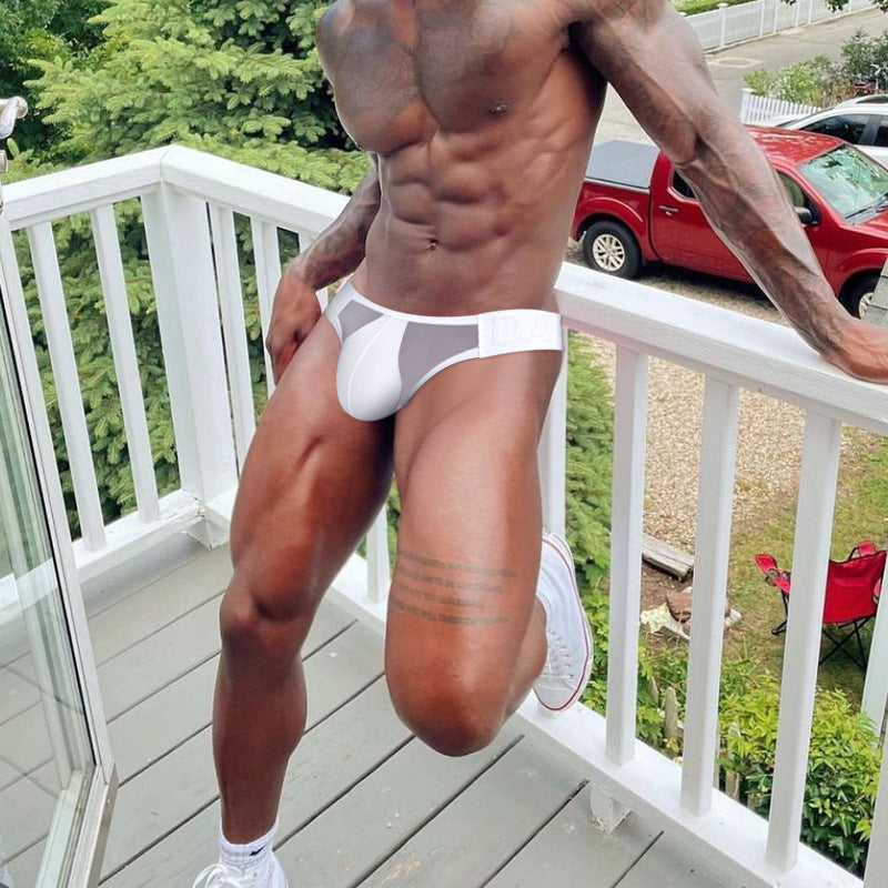 White Sheer Double Strap U Pouch Thong side view