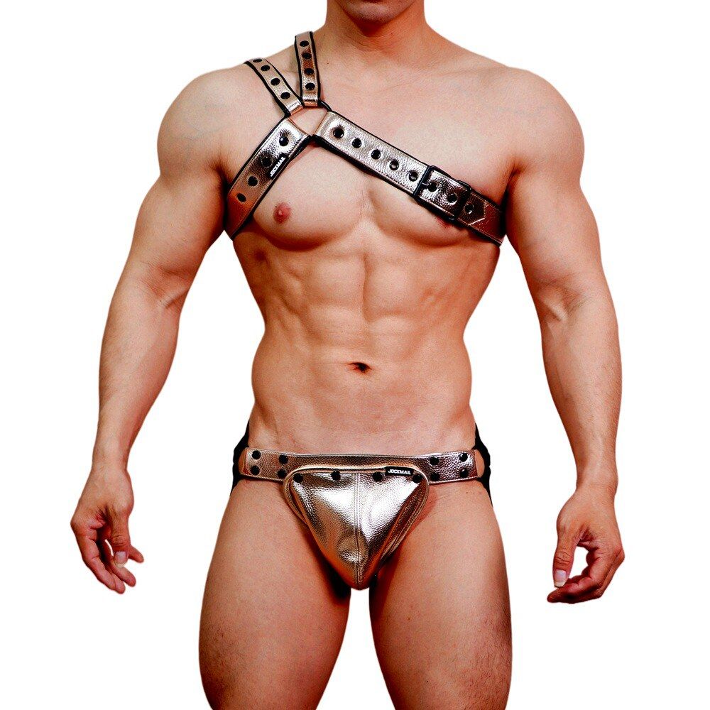Faux Leather Jockstrap Shoulder Harness Set
