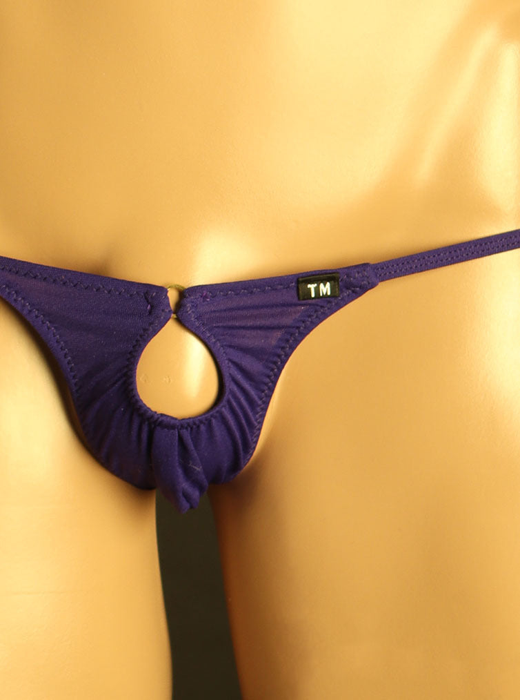 Purple Keyhole Ring Single String Low Rise Thong front view