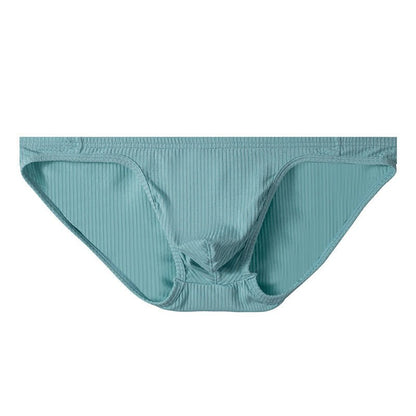 Sky Blue High Cut Ribbed Cotton Tanga Brief flat lay