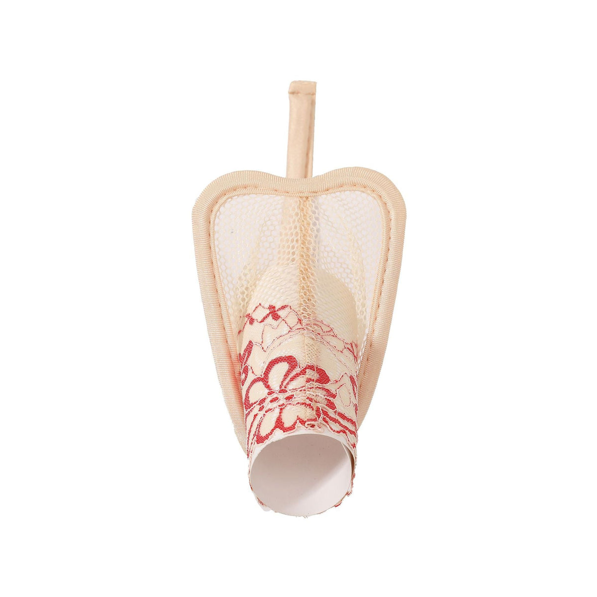 Red Floral Lace Sleeve C String front view