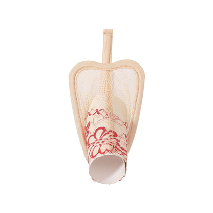 Red Floral Lace Sleeve C String front view