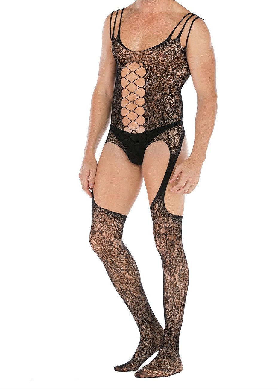 Sleeveless Jacquard High Slit Bodystocking alternate view 4