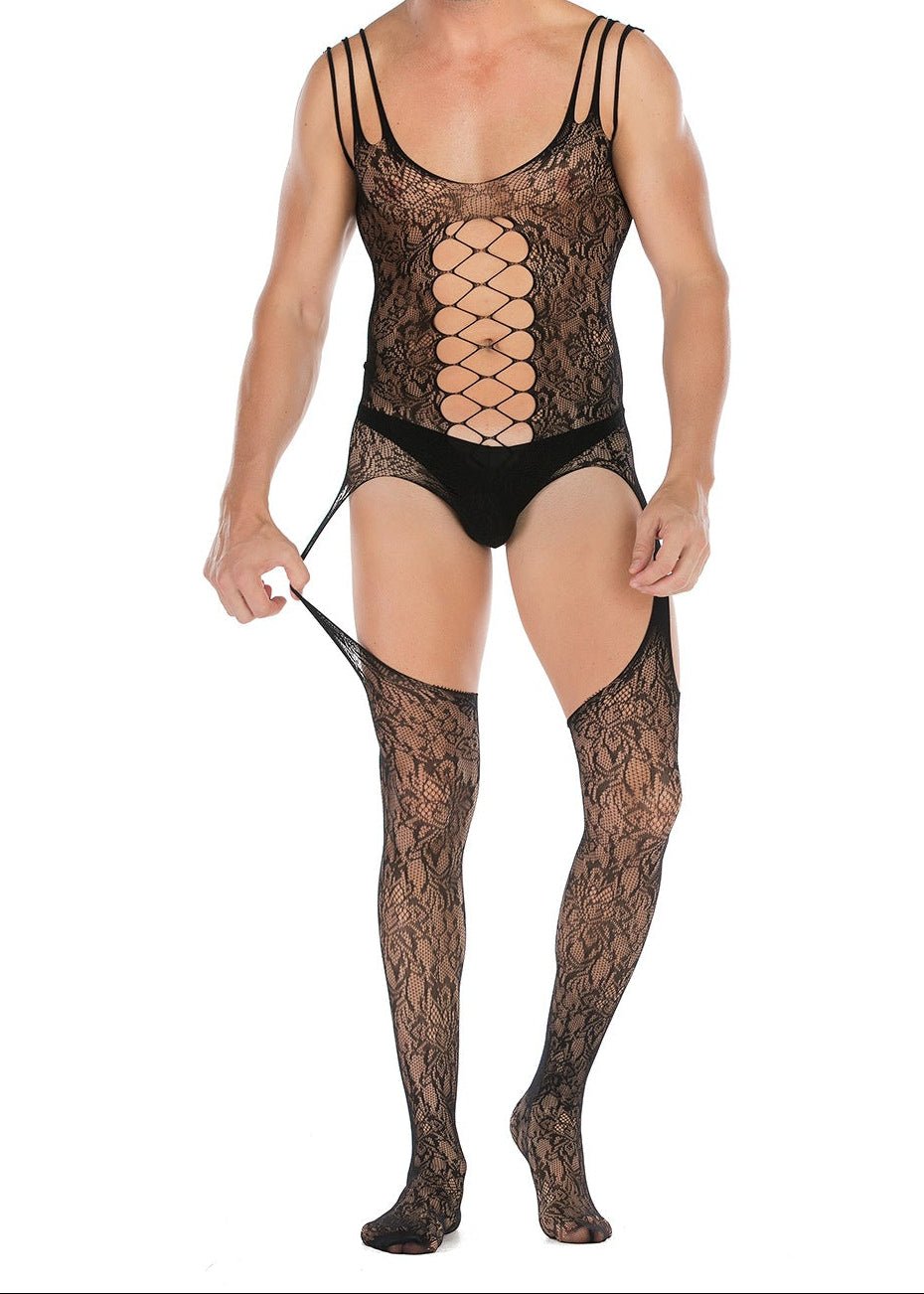 Sleeveless Jacquard High Slit Bodystocking alternate view 6