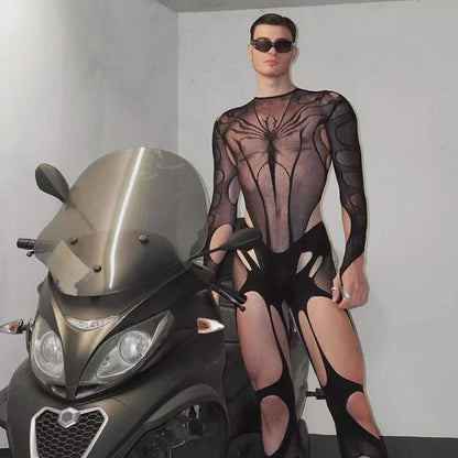 Spider Style Fishnet Crotchless Stocking alternate view 3