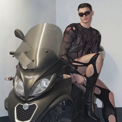 Spider Style Fishnet Crotchless Stocking alternate view 5