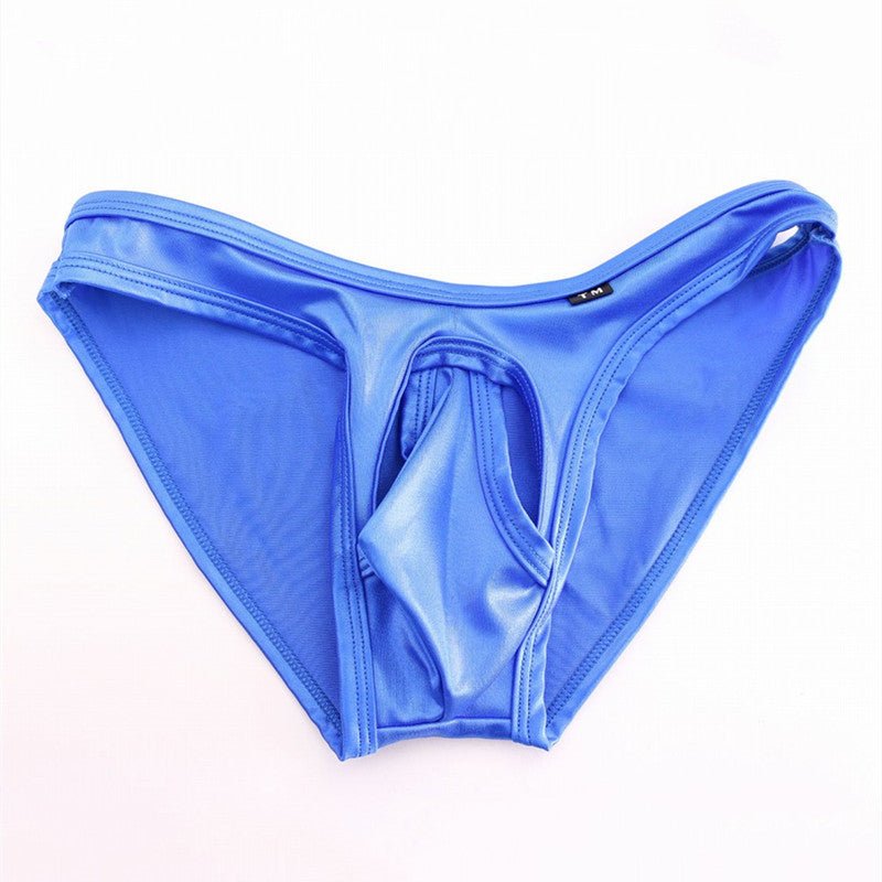 Blue Ruched Hollow Out Pouch Low Rise Thong flat lay