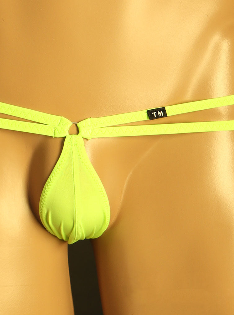 Green Steel Ring Double Waistband U Pouch Thong detail view