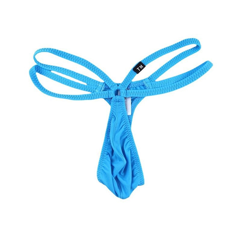 Steel Ring Double Waistband U Pouch Thong flat lay
