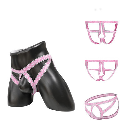 Alternate view of pink Hollow Out Elastic Strap Jockstrap