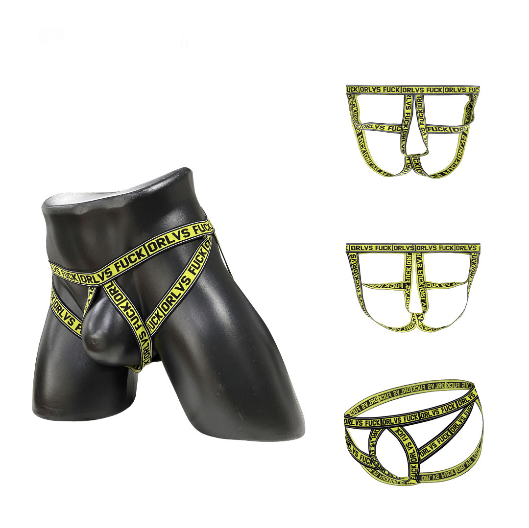 Yellow Hollow Out Elastic Strap Jockstrap product view