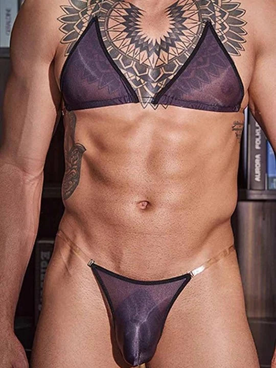 Sheer Strap Nylon Lingerie Set product detail view 13