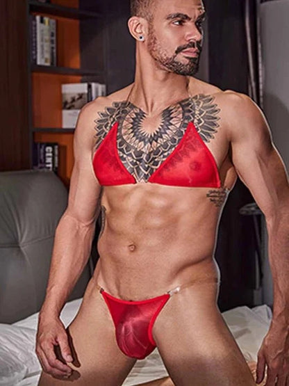 Sheer Strap Nylon Lingerie Set additional product view