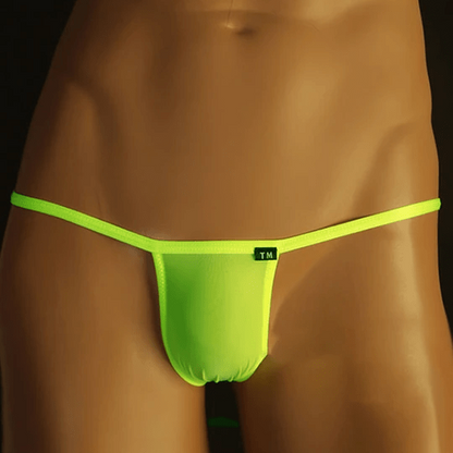 Alternate Front View of fluorescent green Translucent Sheer Pouch Low Rise Thong