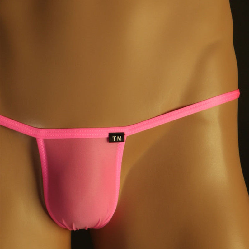 Pink Translucent Sheer Pouch Low Rise Thong front view