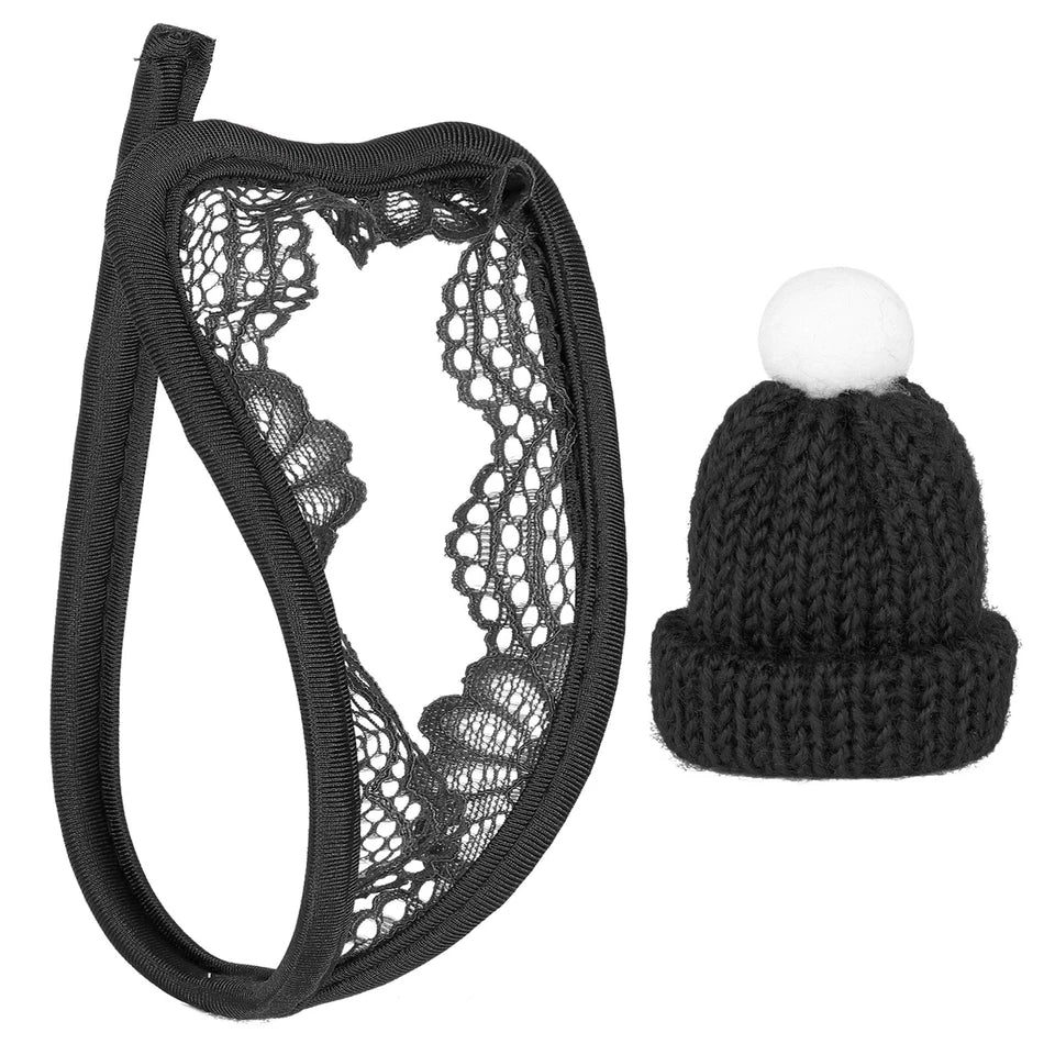 Pom Pom Cock Cap Holiday C String Set