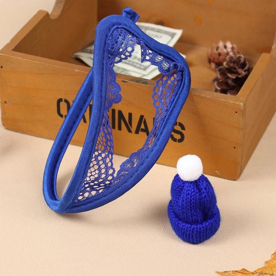Pom Pom Cock Cap Holiday C String Set