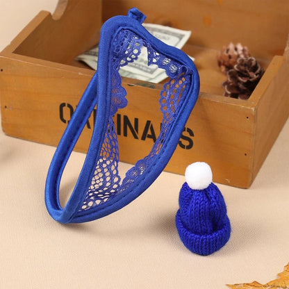 Pom Pom Cock Cap Holiday C String Set