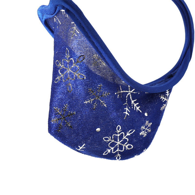 Royal Blue Velvet Snowflake Christmas C String detail view