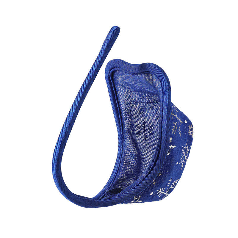 Royal Blue Velvet Snowflake Christmas C String side view