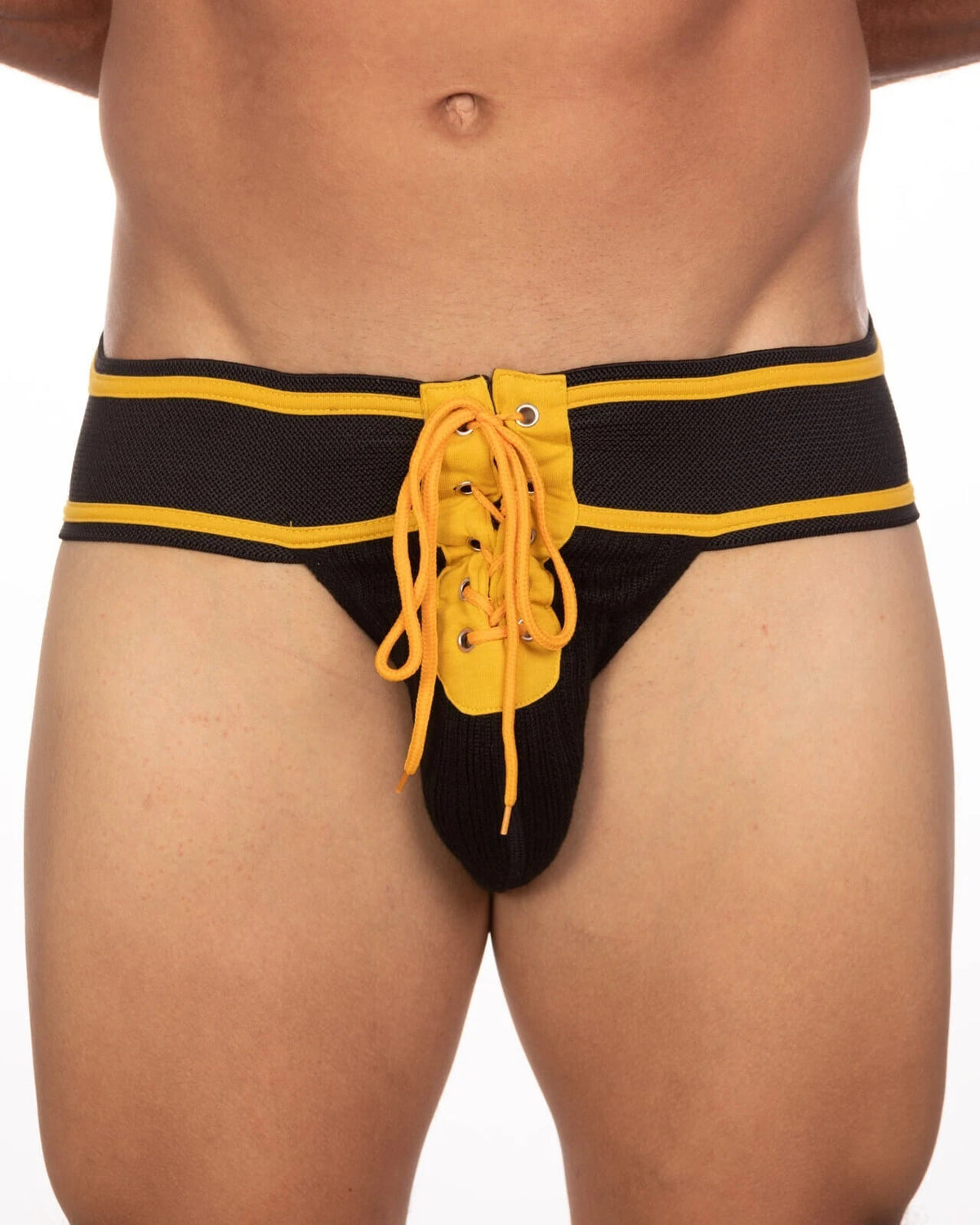 Yellow Vintage Lace Up Athletic Jockstrap product view