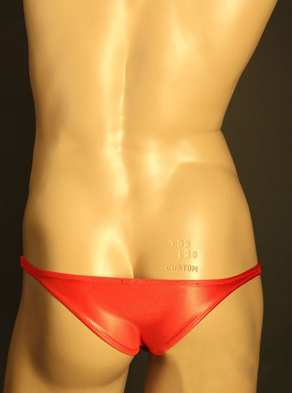 Red Wet Look Large Pouch Low Rise Bikini Brief alternate back view