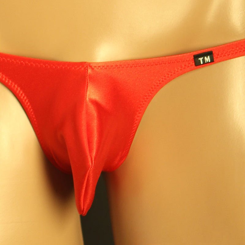 Red Wet Look Large Pouch Low Rise Bikini Brief alternate front view