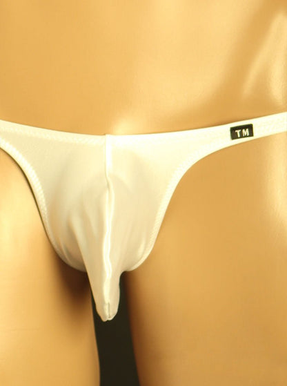 White Wet Look Large Pouch Low Rise Bikini Brief alternate front view