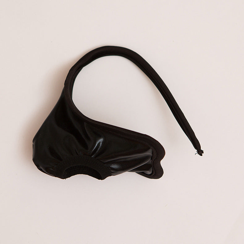 Black Wet Look Metallic Pouch C String flat lay