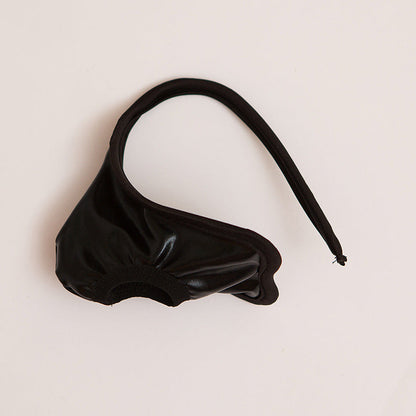 Black Wet Look Metallic Pouch C String flat lay