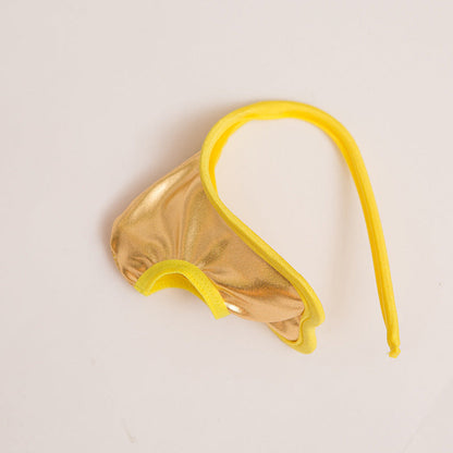Gold Wet Look Metallic Pouch C String flat lay